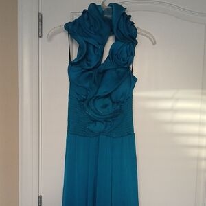 Va Va Voom Turquoise Maxi Dress with Elegant Ruffles